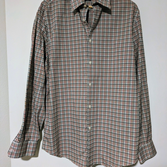 Perry Ellis Men's Red and Blue Plaid Button Down Shirt - Picture 1 of 2